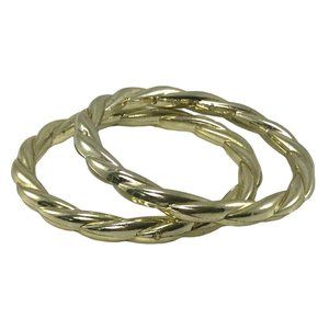 2 Metallic Gold Tone Acrylic Bracelets in Twisted Rope Pattern Stackable